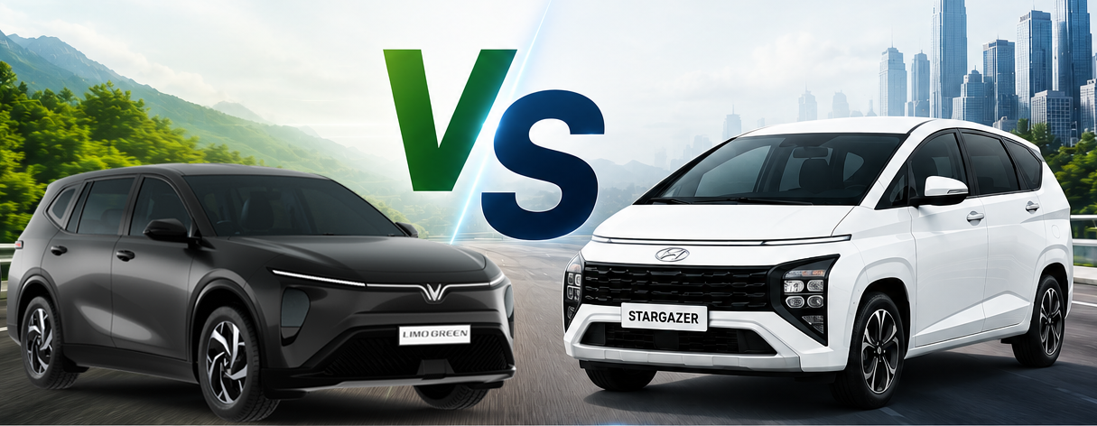 Ngoại thất VinFast Limo Green và Hyundai Stargazer
