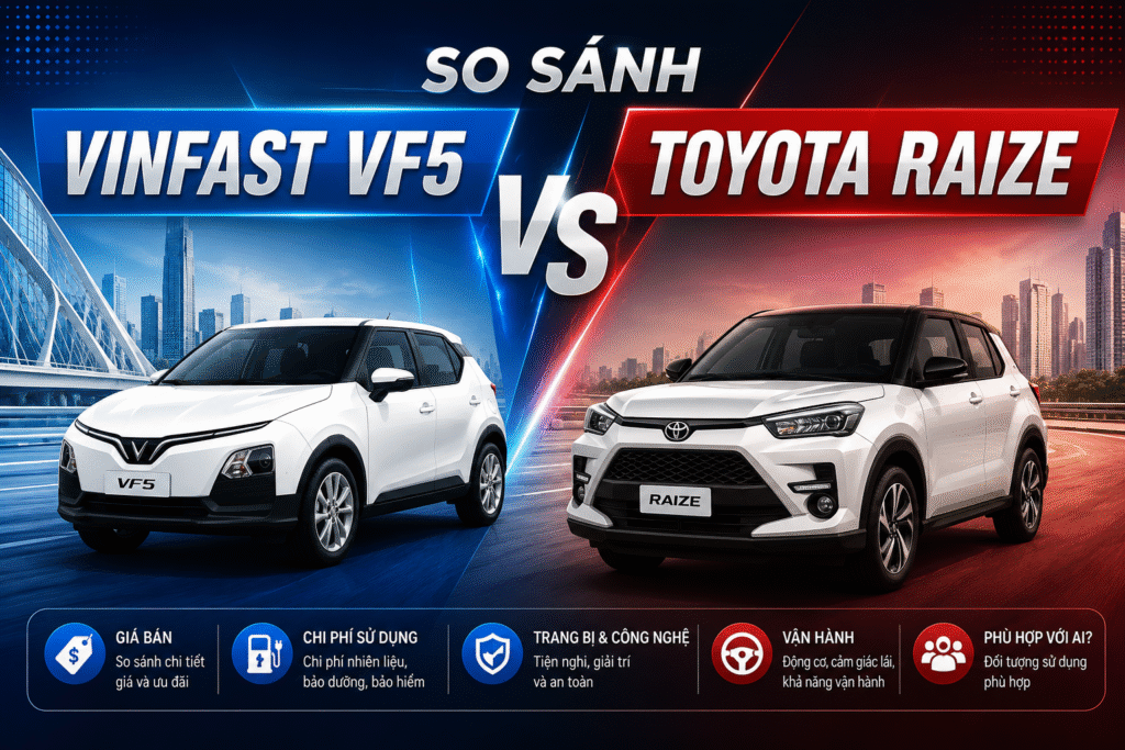 So sánh VinFast VF 5 với Toyota Raize
