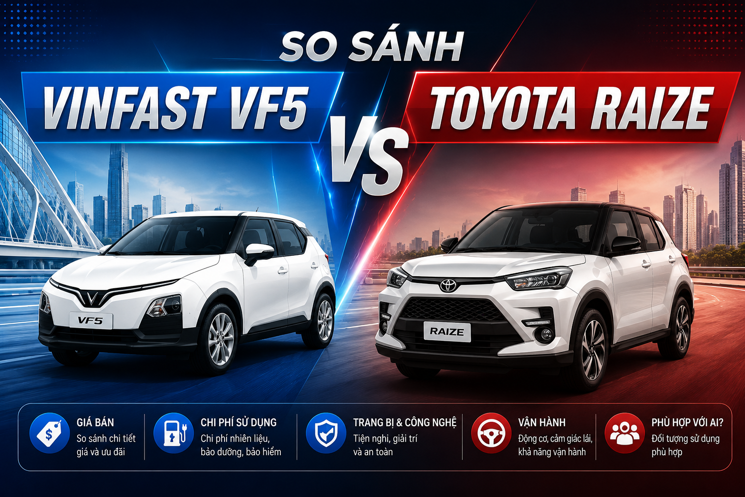 So sánh VinFast VF 5 với Toyota Raize