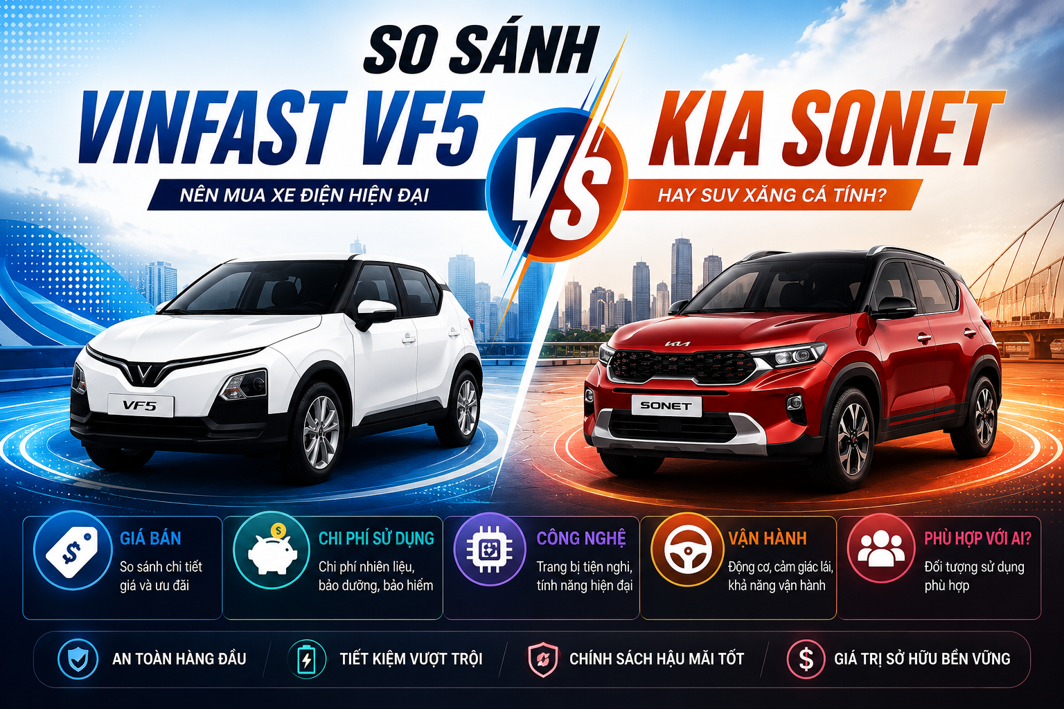 So sánh VinFast VF5 và Kia Sonet