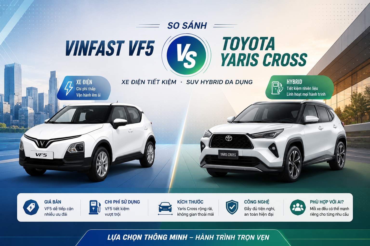 So sánh vinfast vf5 và toyota yaris cross