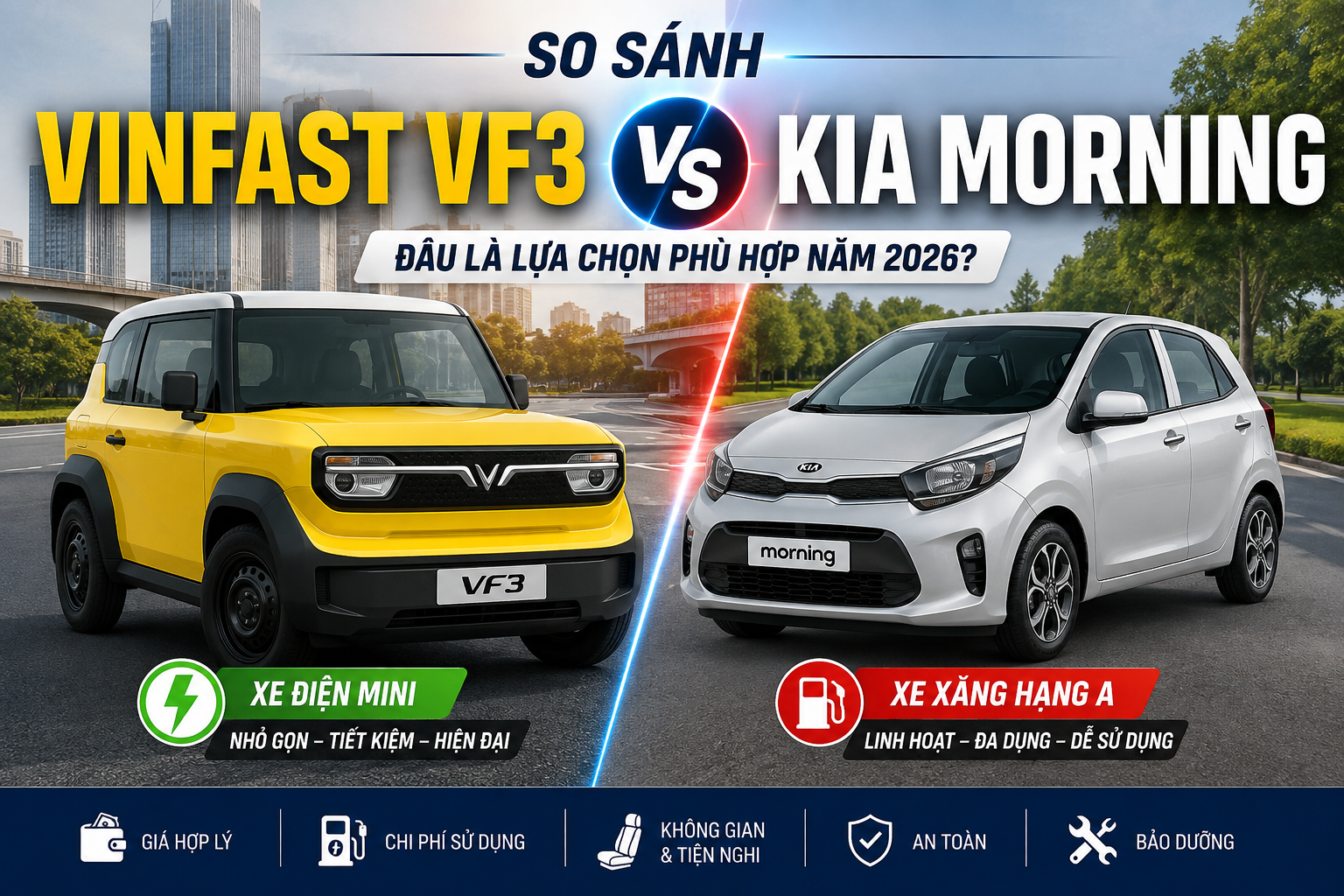 So sánh Vinfast VF3 với Kia Morning