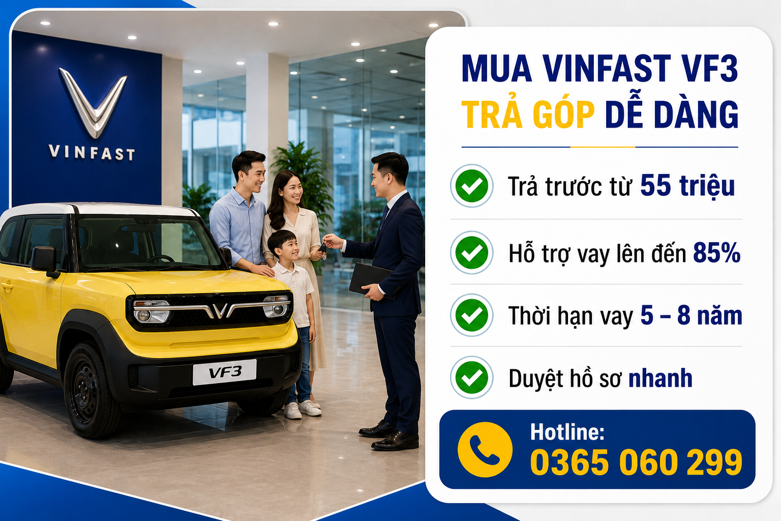 Mua VinFast VF3 trả góp chỉ từ 55 triệu